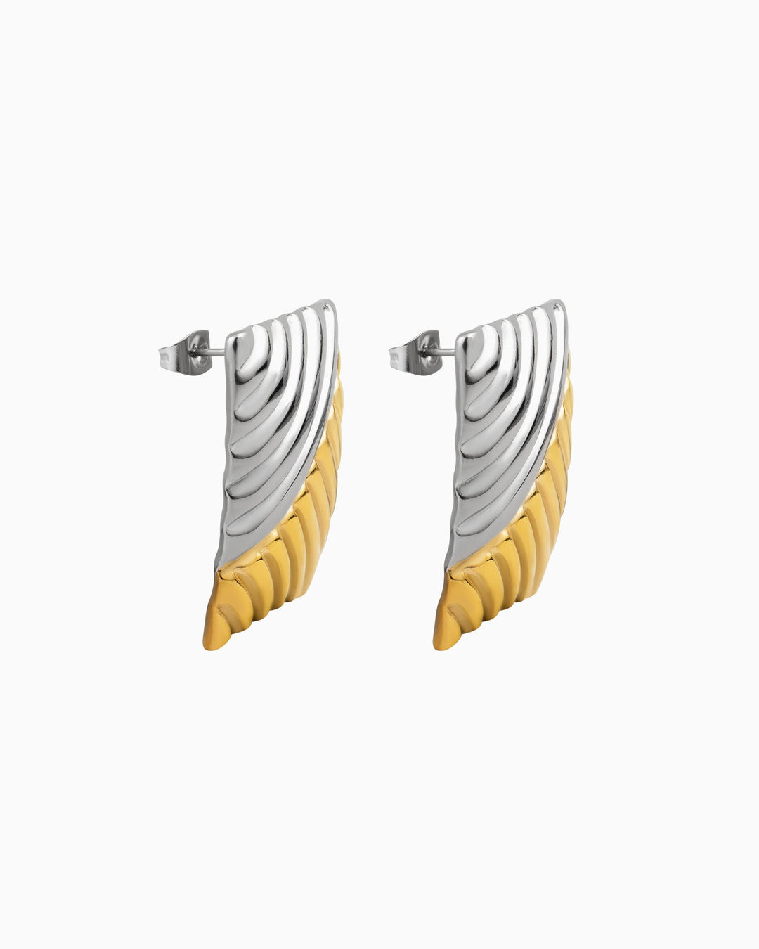 Dunes Bold Two-Tone Textured Stud Earrings | Zoe Olivia Jewellery Australia