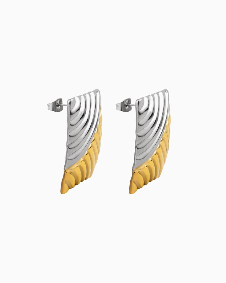 Dunes Bold Two-Tone Textured Stud Earrings | Zoe Olivia Jewellery Australia