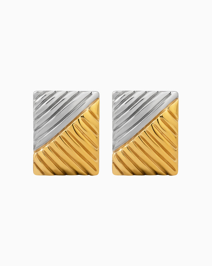 Dunes Bold Two-Tone Textured Stud Earrings | Zoe Olivia Jewellery Australia