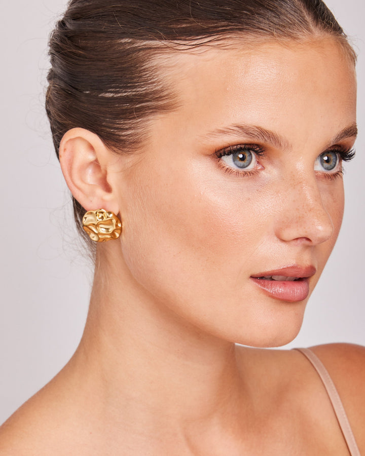 Cascada Round Hammered Texture Stud Earrings | Zoe Olivia Jewellery Australia