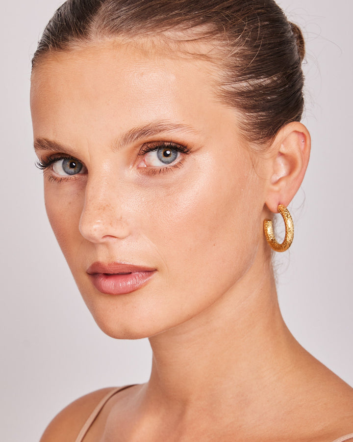 Escarpment C Shaped Textured Stud Hoops | Zoe Olivia Jewellery Australia