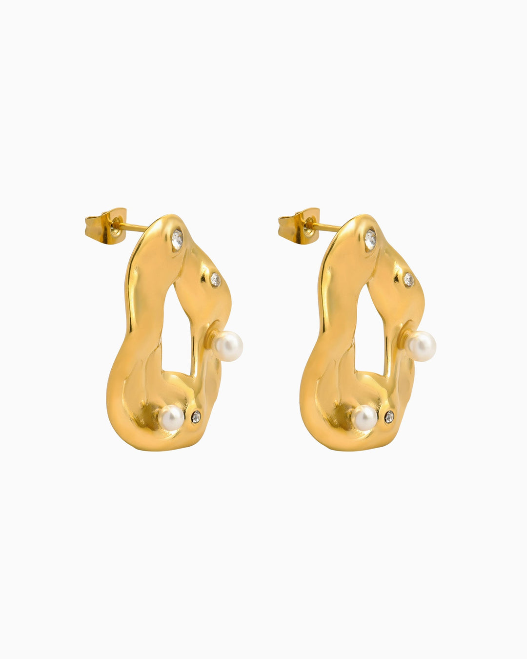 Opaline Open Centre Pearl Hammered Stud Earrings | Zoe Olivia Jewellery Australia