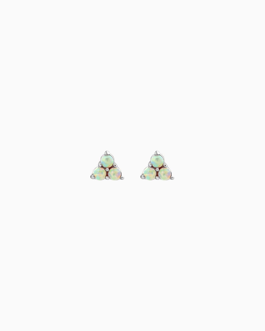 Iridescent Opal Tri-Ball Stud Earrings in Silver | Zoe Olivia Jewellery Australia