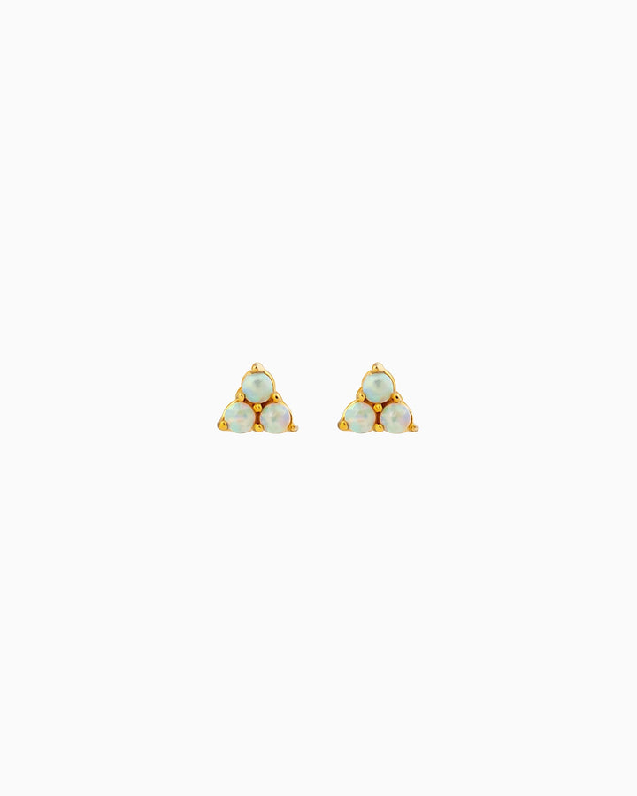 Iridescent Opal Tri-Ball Stud Earrings in Gold | Zoe Olivia Jewellery Australia