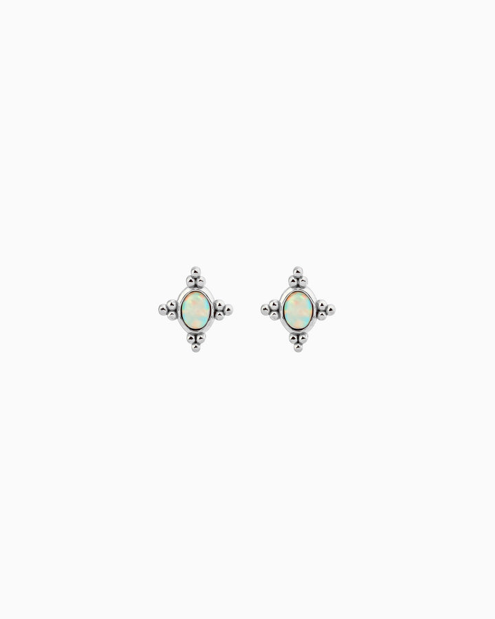 Iridescent Opal Star Stud Earrings in Silver | Zoe Olivia Jewellery Australia
