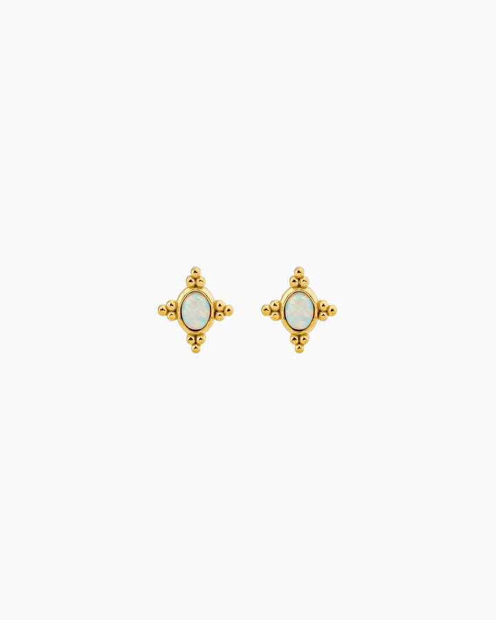 Iridescent Opal Star Stud Earrings in Gold | Zoe Olivia Jewellery Australia