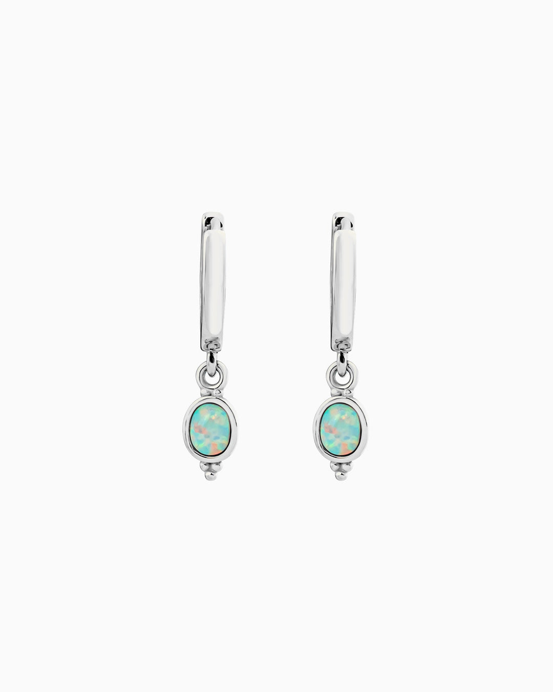 Iridescent Opal Oval Drop Earrings in Silver | Zoe Olivia Jewellery Australia