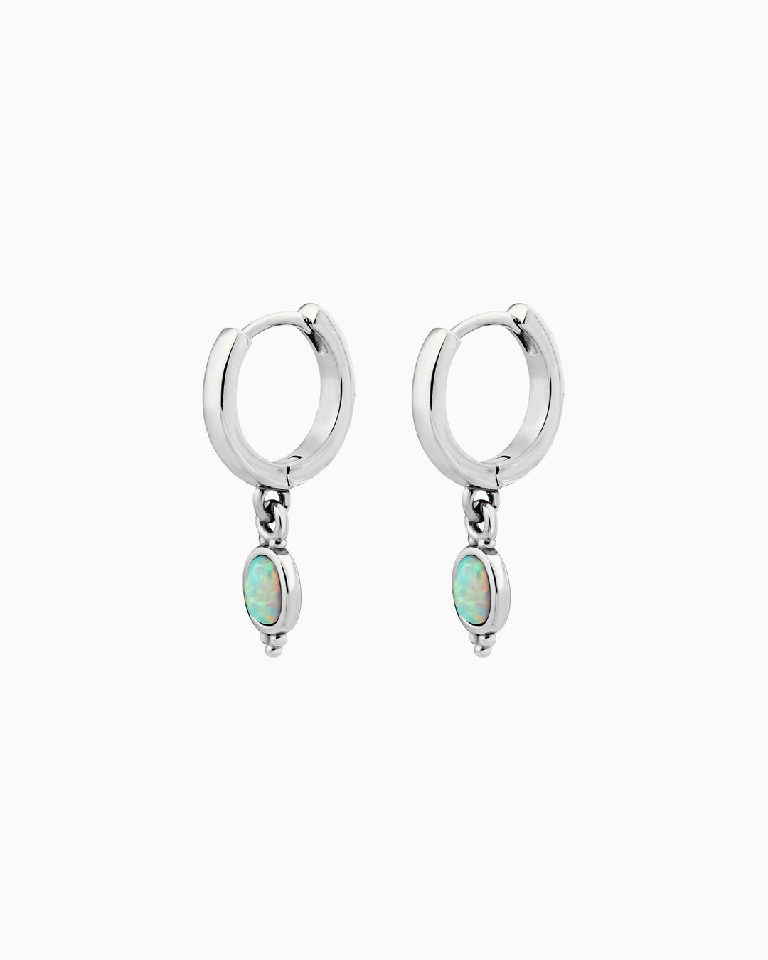 Iridescent Opal Oval Drop Earrings in Silver | Zoe Olivia Jewellery Australia
