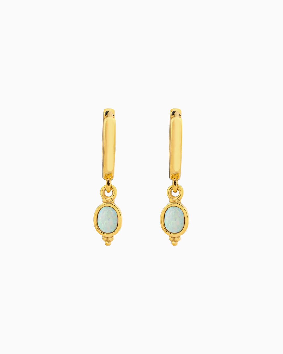 Iridescent Opal Oval Drop Earrings in Gold | Zoe Olivia Jewellery Australia