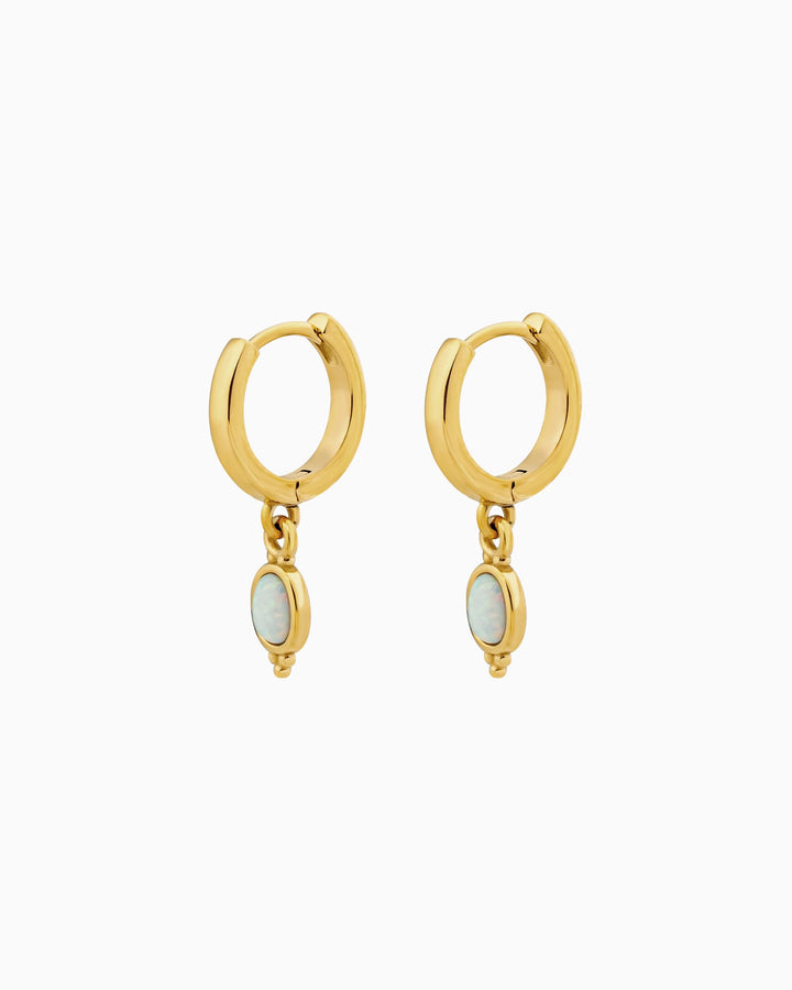 Iridescent Opal Oval Drop Earrings in Gold | Zoe Olivia Jewellery Australia
