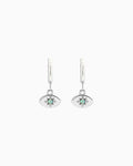Iridescent Opal Evil Eye Huggies in Silver | Zoe Olivia Jewellery Australia