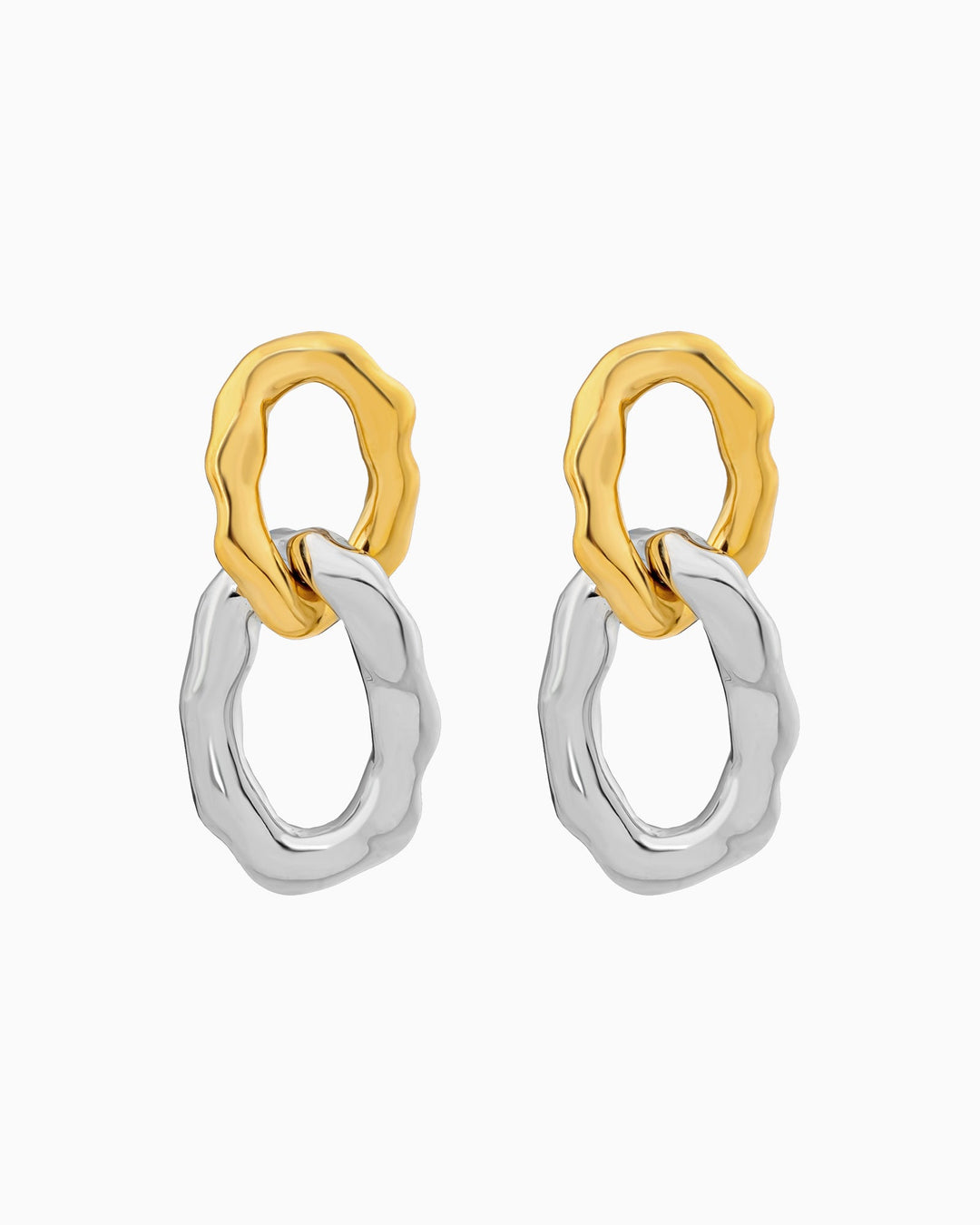 Aurelia Textured Oval Drop Stud Earrings Two-Tone | Zoe Olivia Jewellery Australia