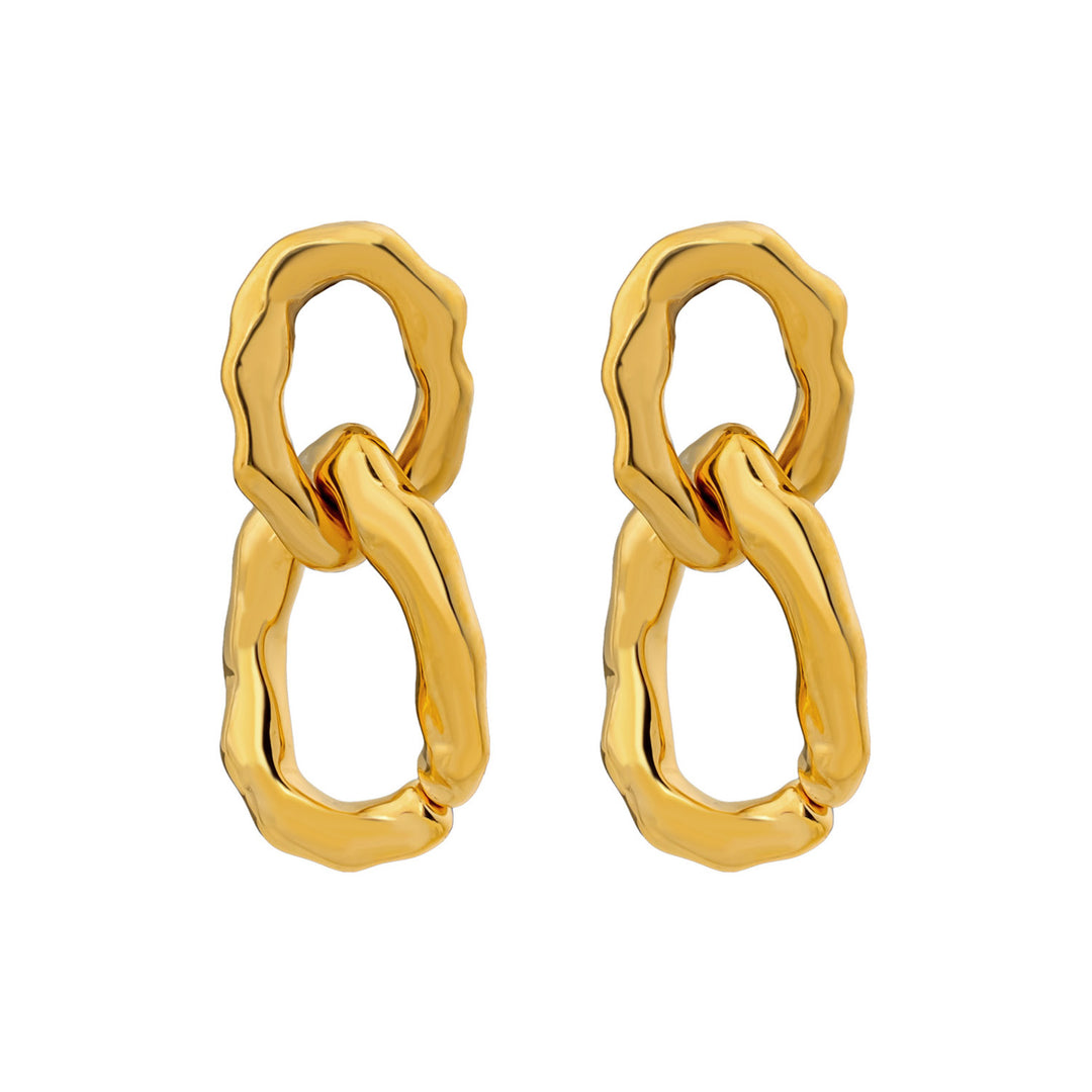 Aurelia Textured Oval Drop Stud Earrings in Gold