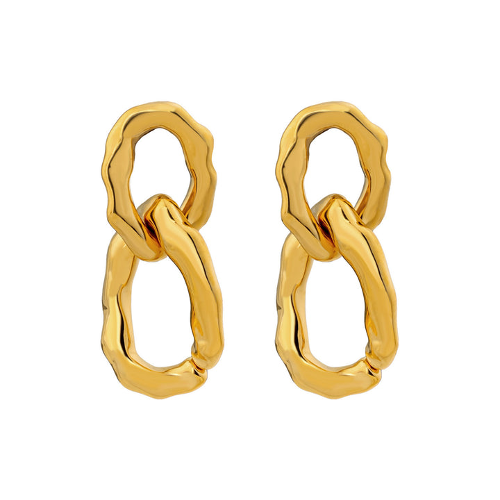 Aurelia Textured Oval Drop Stud Earrings in Gold