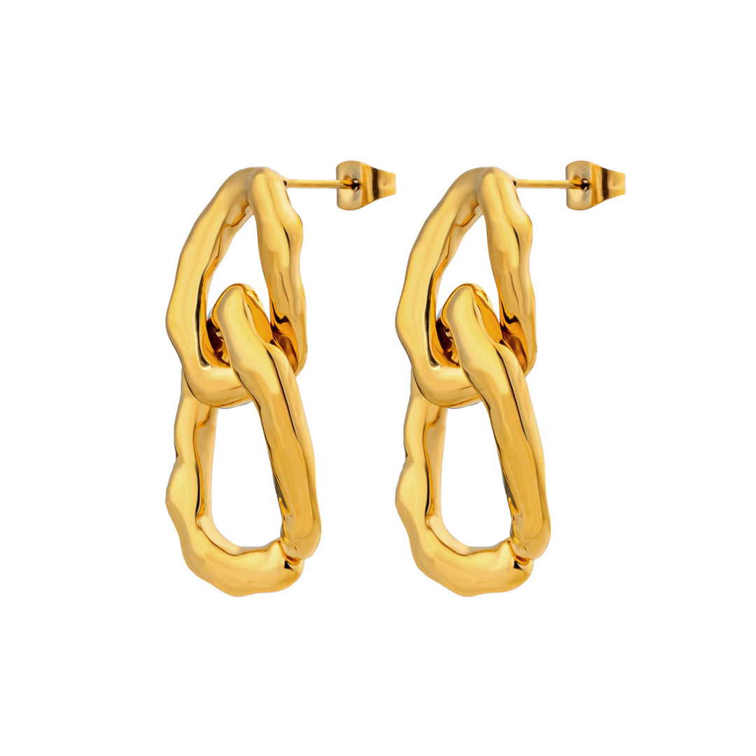 Aurelia Textured Oval Drop Stud Earrings in Gold