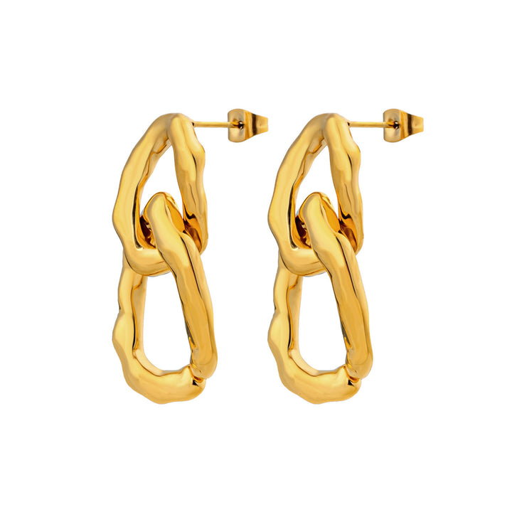 Aurelia Textured Oval Drop Stud Earrings in Gold