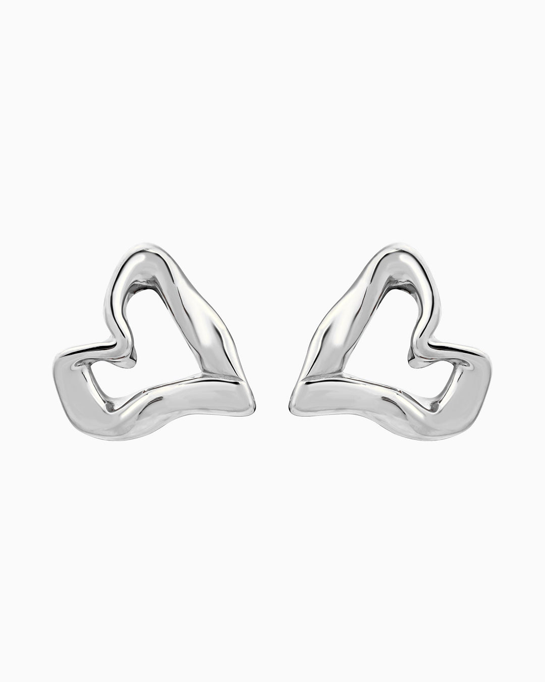 Aurelia Organic Heart Stud Earrings in Silver | Zoe Olivia Jewellery Australia