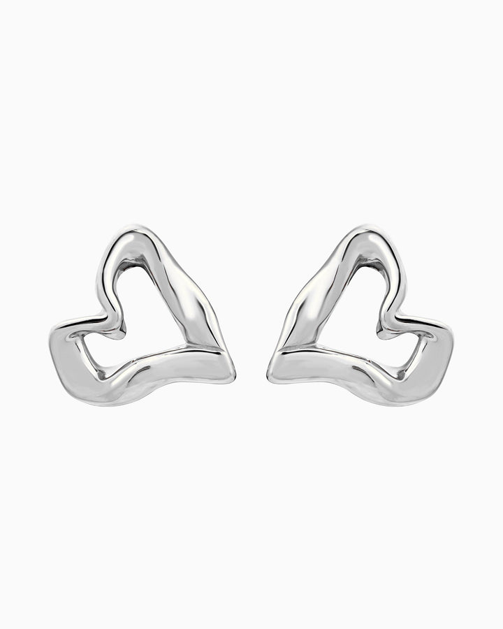 Aurelia Organic Heart Stud Earrings in Silver | Zoe Olivia Jewellery Australia