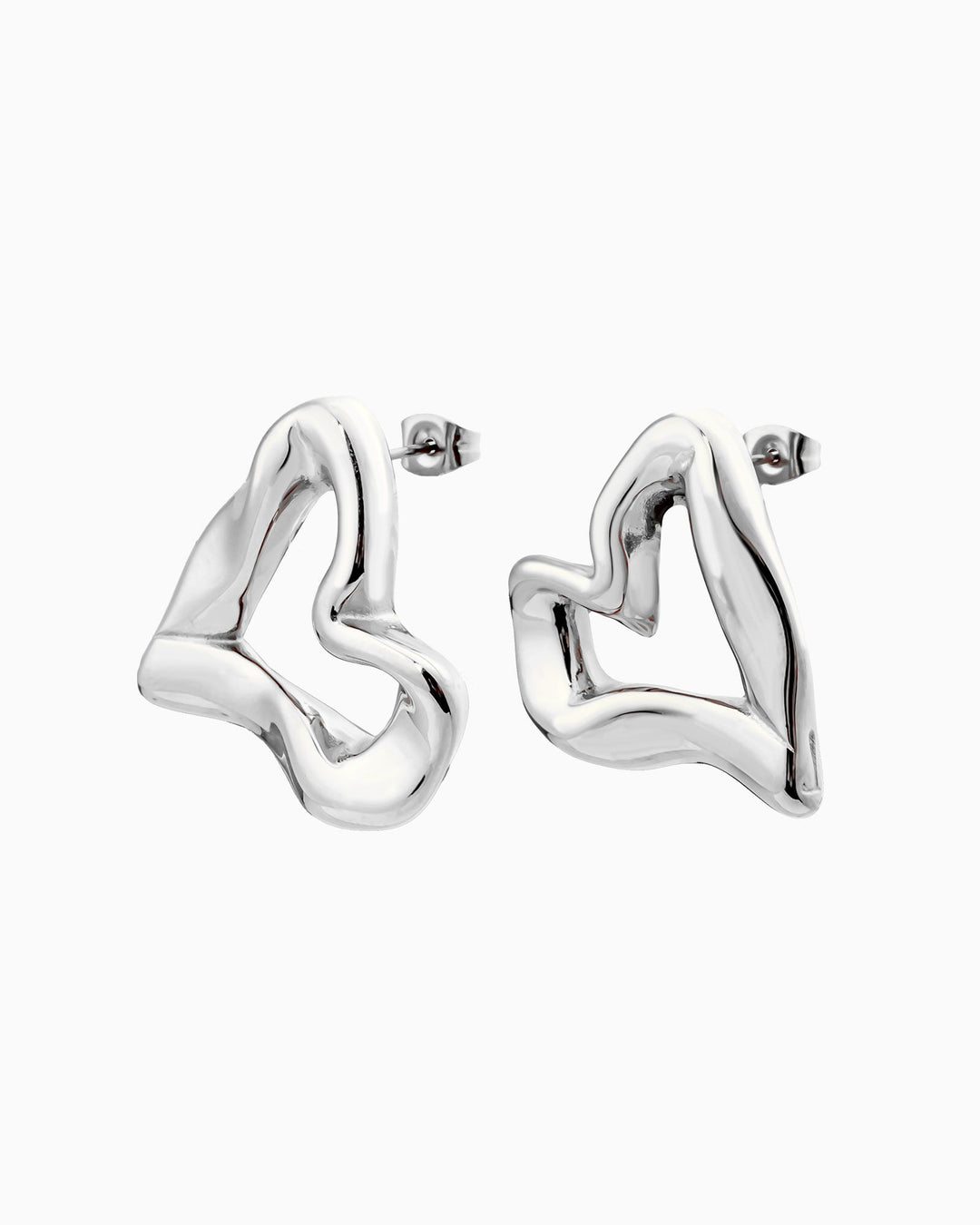 Aurelia Organic Heart Stud Earrings in Silver | Zoe Olivia Jewellery Australia