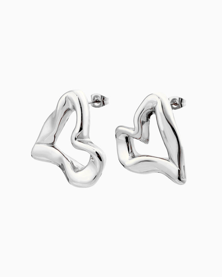 Aurelia Organic Heart Stud Earrings in Silver | Zoe Olivia Jewellery Australia
