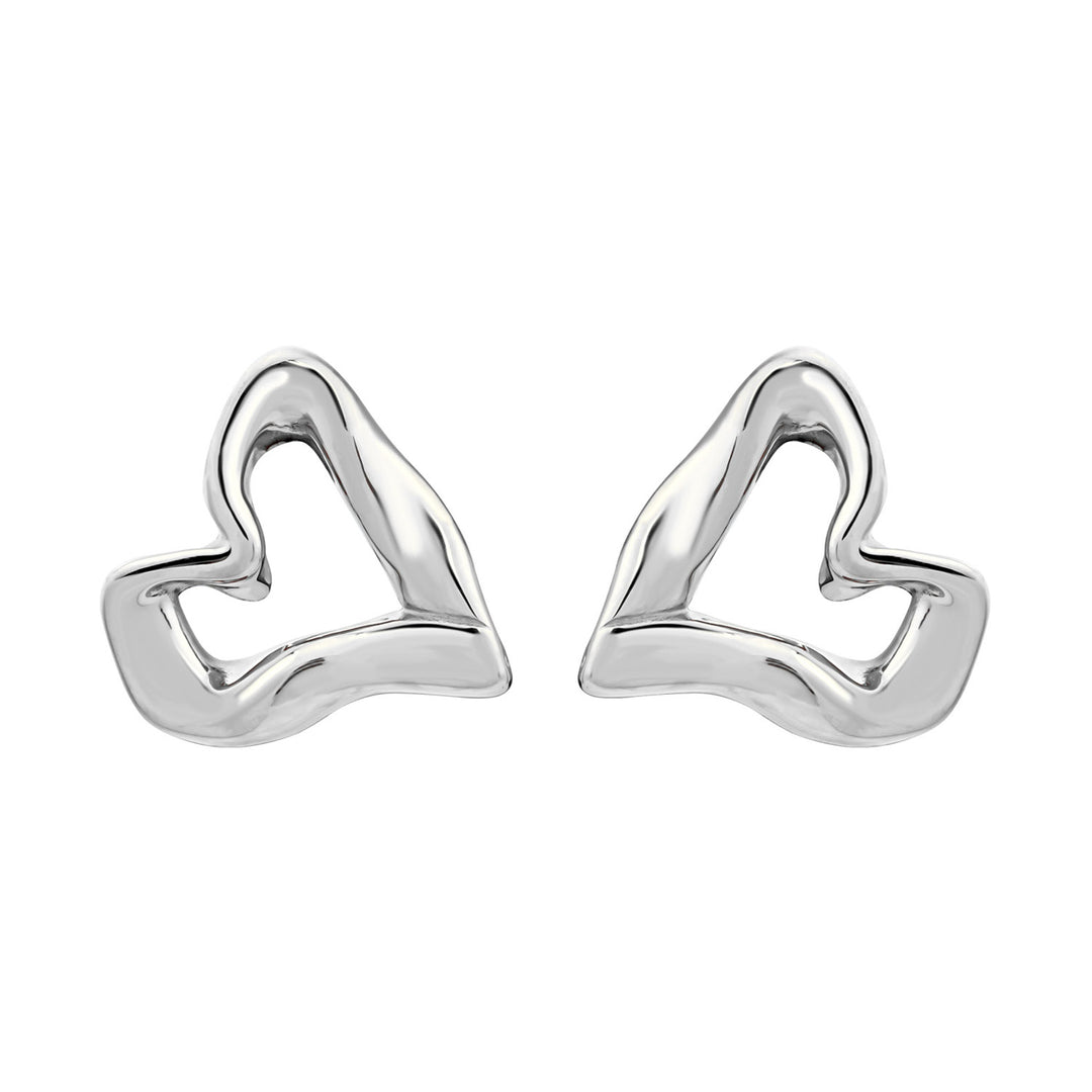 Aurelia Organic Heart Stud Earrings in Silver