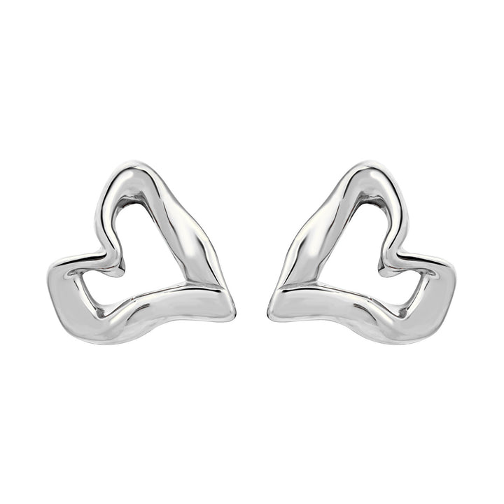 Aurelia Organic Heart Stud Earrings in Silver