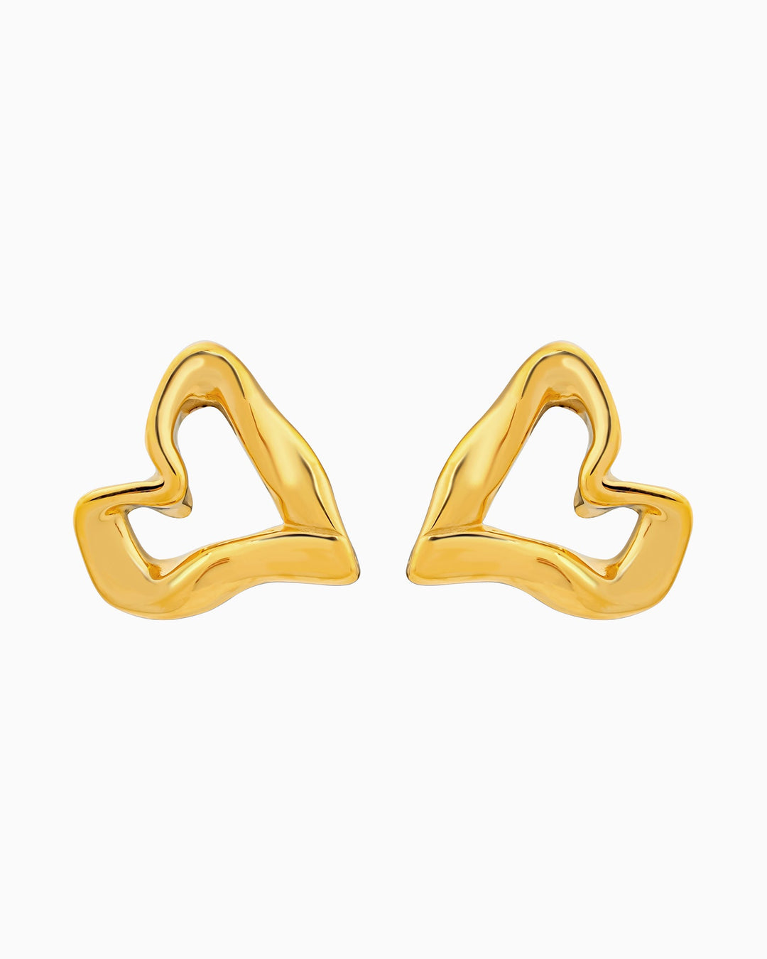 Aurelia Organic Heart Stud Earrings in Gold | Zoe Olivia Jewellery Australia