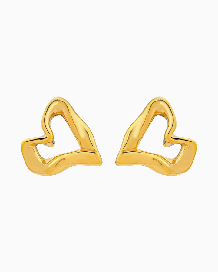 Aurelia Organic Heart Stud Earrings in Gold | Zoe Olivia Jewellery Australia