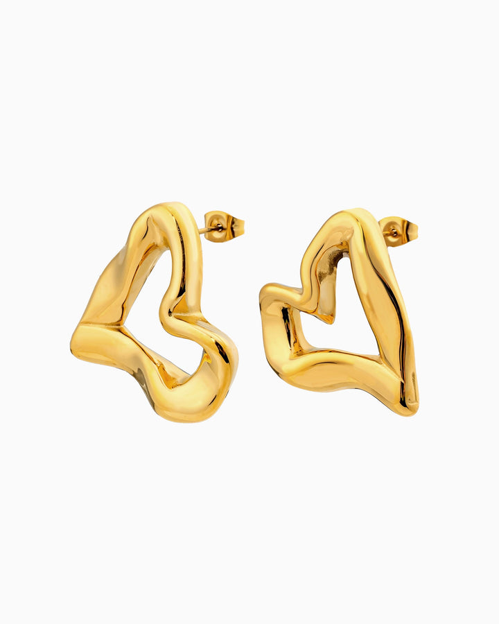 Aurelia Organic Heart Stud Earrings in Gold | Zoe Olivia Jewellery Australia