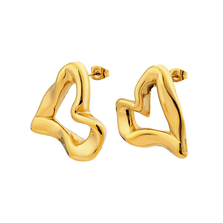 Aurelia Organic Heart Stud Earrings in Gold