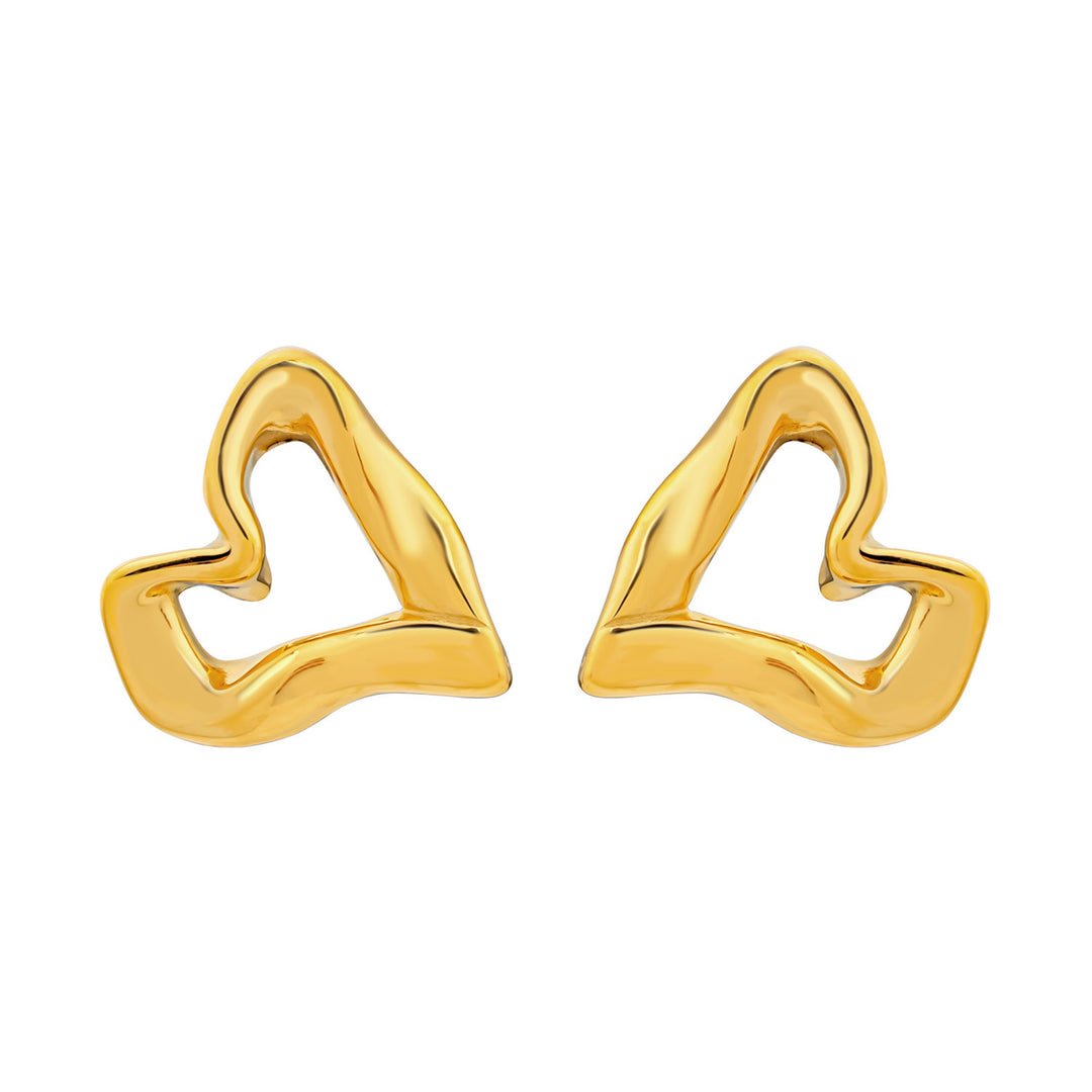 Aurelia Organic Heart Stud Earrings in Gold