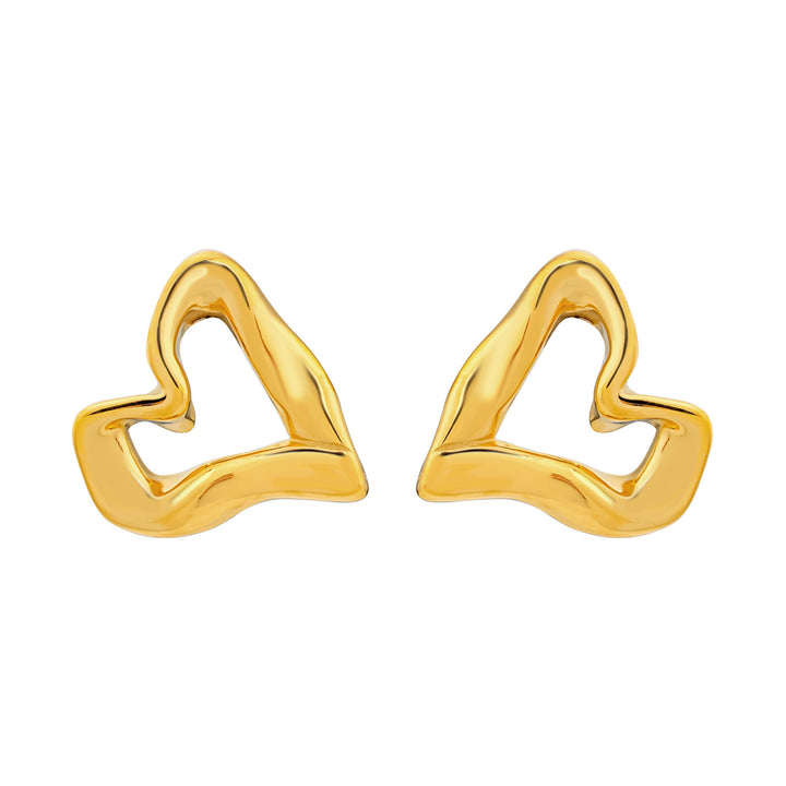 Aurelia Organic Heart Stud Earrings in Gold