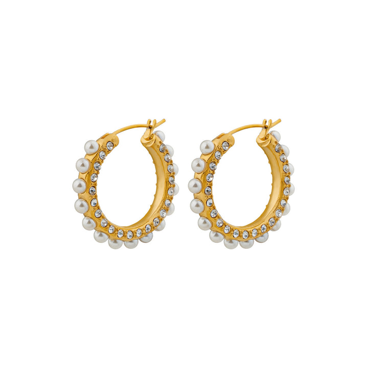 Luna Scattered Pearl and Cubic Zirconia Hoops