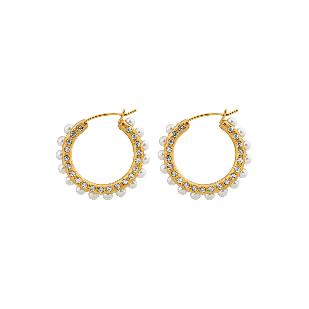 Luna Scattered Pearl and Cubic Zirconia Hoops