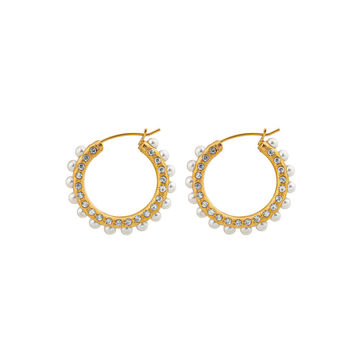 Luna Scattered Pearl and Cubic Zirconia Hoops
