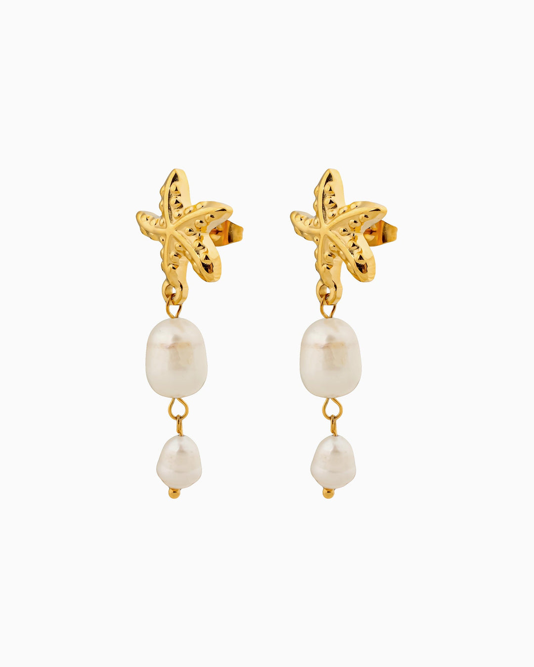 Solara Starfish and Pearl Double Drop Stud Earrings | Zoe Olivia Jewellery Australia
