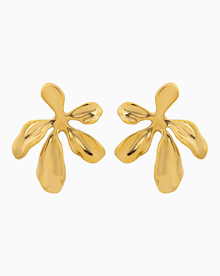 Aurelia Sculpted Flower Gold Stud Earrings | Zoe Olivia Jewellery Australia