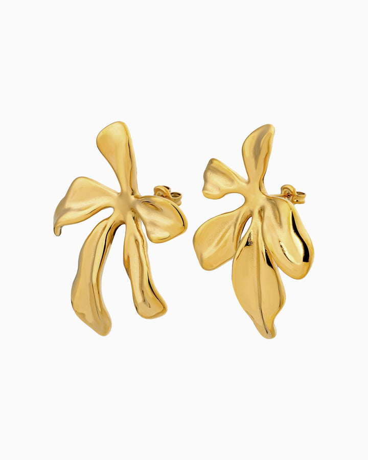 Aurelia Sculpted Flower Gold Stud Earrings | Zoe Olivia Jewellery Australia