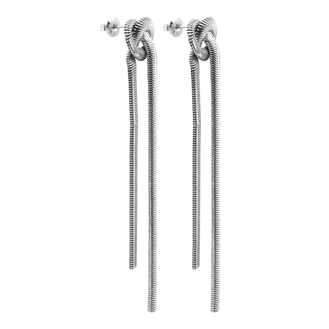 Aurelia Knotted Dangle Stud Earrings in Silver