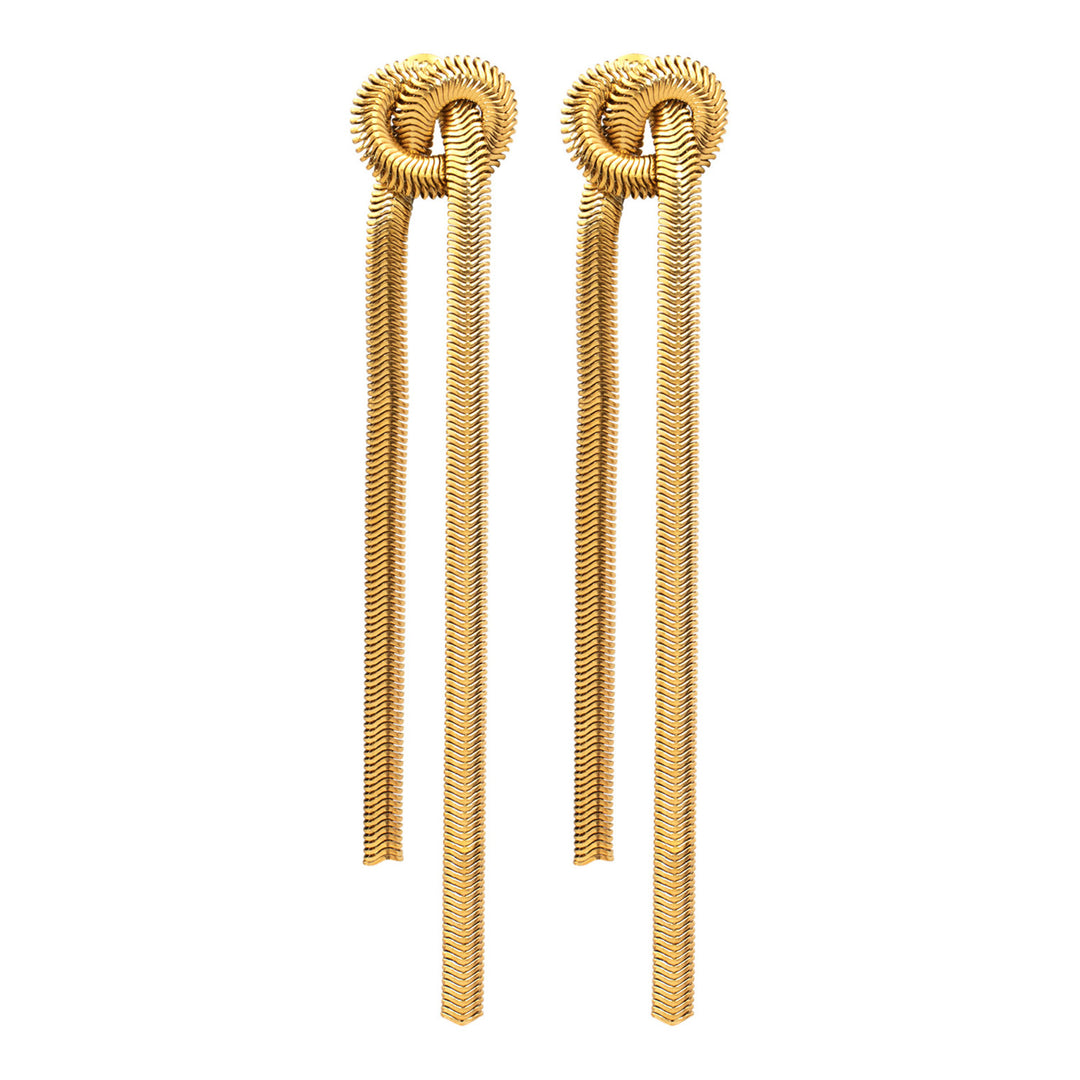 Aurelia Knotted Dangle Stud Earrings in Gold