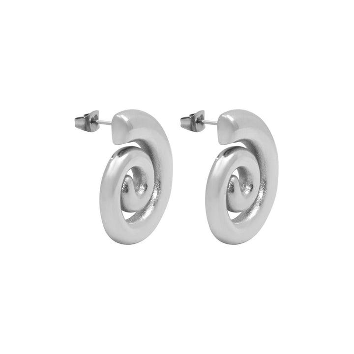Aurelia Smooth Spiral Stud Earrings in Silver