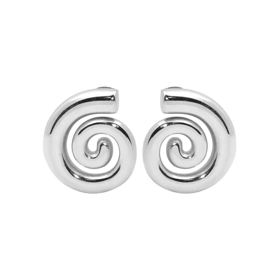 Aurelia Smooth Spiral Stud Earrings in Silver
