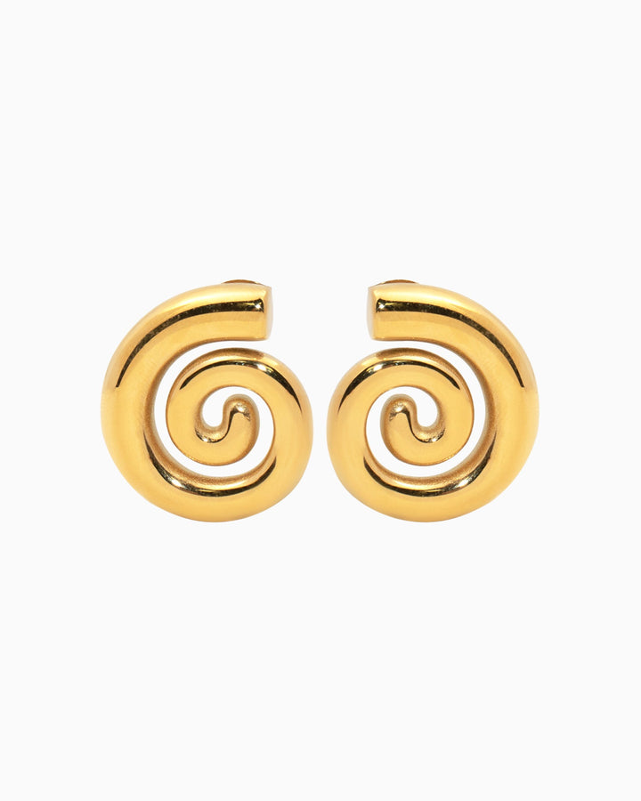 Aurelia Smooth Spiral Stud Earrings in Gold | Zoe Olivia Jewellery Australia