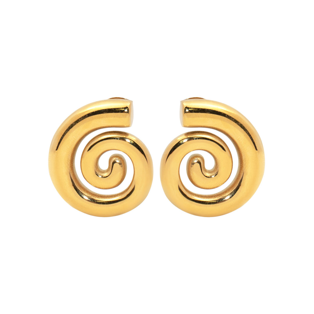 Aurelia Smooth Spiral Stud Earrings in Gold