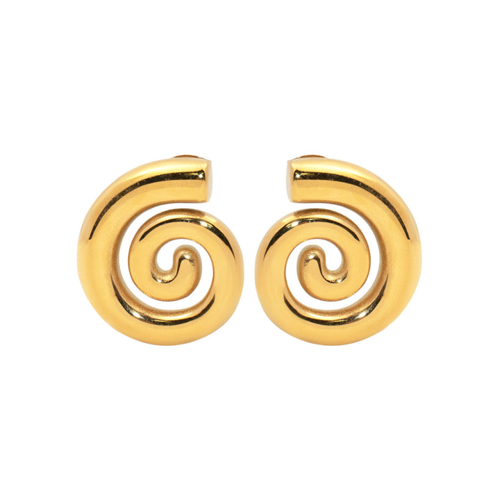 Aurelia Smooth Spiral Stud Earrings in Gold