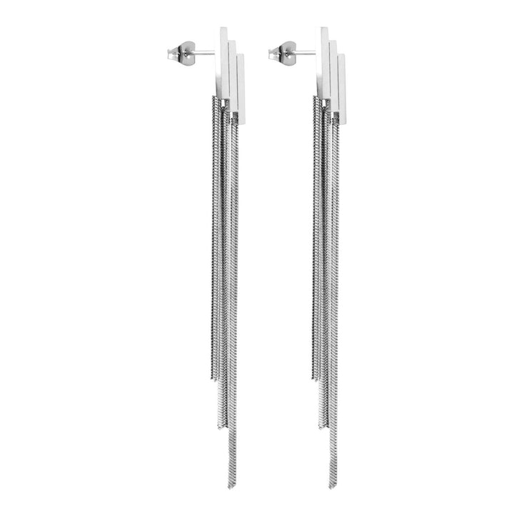 Aurelia Tiered Strand Stud Earrings in Silver