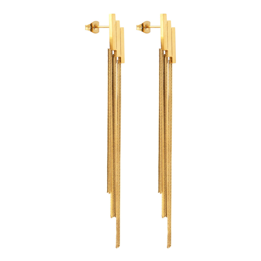 Aurelia Tiered Strand Stud Earrings in Gold