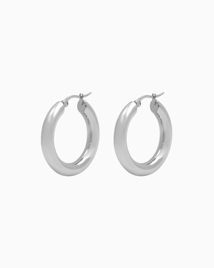 Aurelia Classic Round Hoops in Silver 31mm | Zoe Olivia Jewellery Australia
