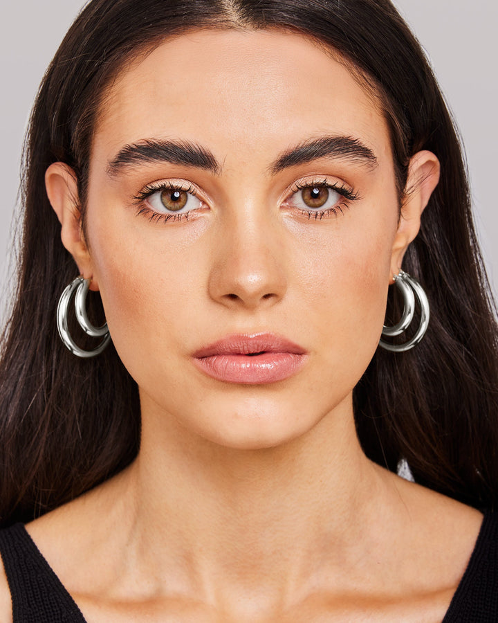 Aurelia Classic Round Hoops in Silver 41mm | Zoe Olivia Jewellery Australia