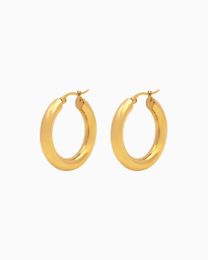 Aurelia Classic Round Hoops in Gold 31mm | Zoe Olivia Jewellery Australia